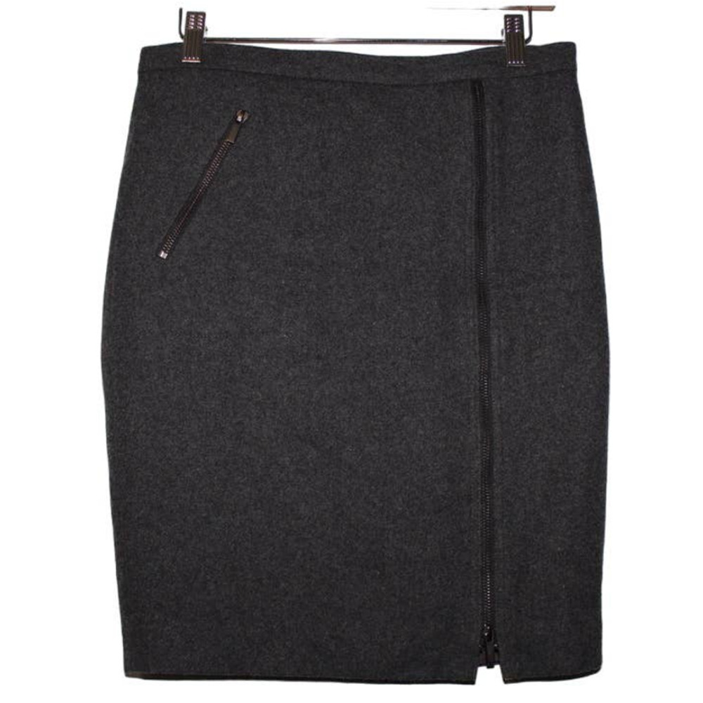 Womens J. Crew The Pencil Skirt C8269 Gray Wool Zipper Asymmetrical Skirt Size 4